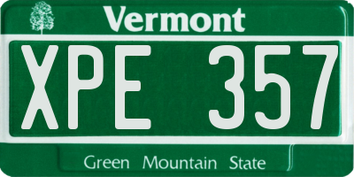 VT license plate XPE357