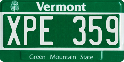 VT license plate XPE359