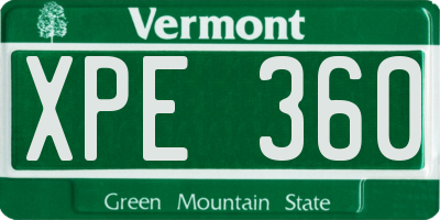 VT license plate XPE360