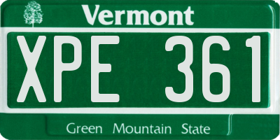 VT license plate XPE361