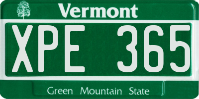 VT license plate XPE365