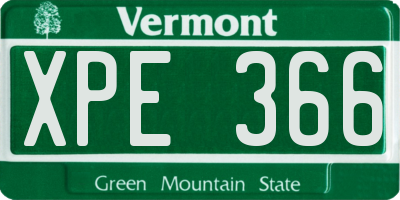 VT license plate XPE366