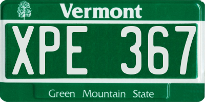 VT license plate XPE367
