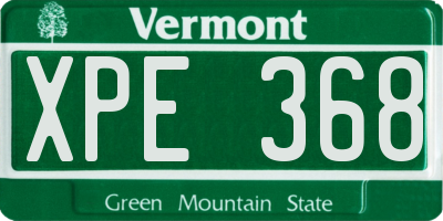 VT license plate XPE368