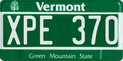 VT license plate XPE370