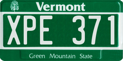 VT license plate XPE371