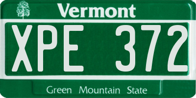VT license plate XPE372