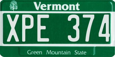 VT license plate XPE374