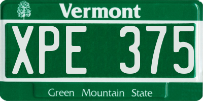 VT license plate XPE375