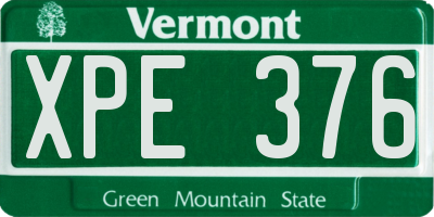 VT license plate XPE376