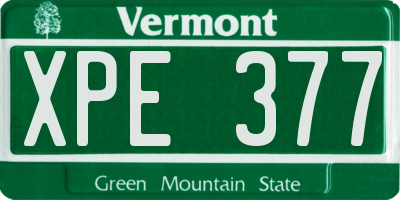 VT license plate XPE377
