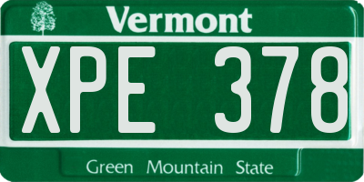VT license plate XPE378