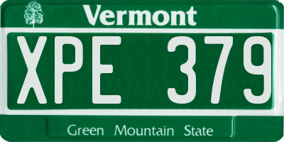 VT license plate XPE379