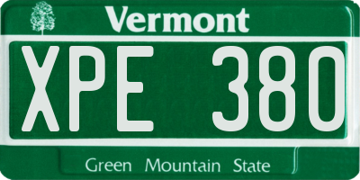 VT license plate XPE380