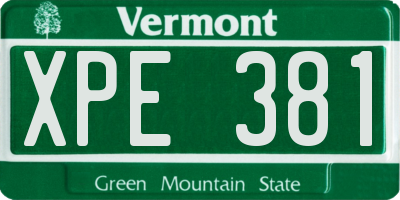 VT license plate XPE381