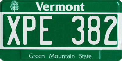 VT license plate XPE382