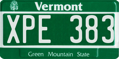VT license plate XPE383