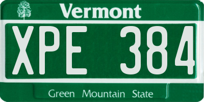 VT license plate XPE384