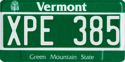 VT license plate XPE385
