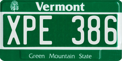 VT license plate XPE386