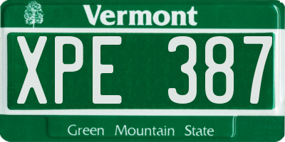 VT license plate XPE387