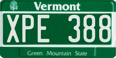 VT license plate XPE388