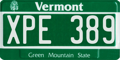 VT license plate XPE389
