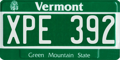 VT license plate XPE392