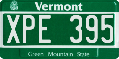 VT license plate XPE395