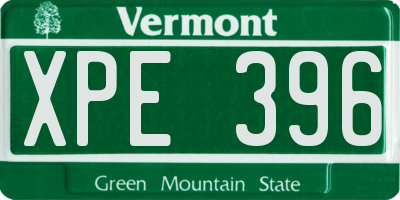 VT license plate XPE396
