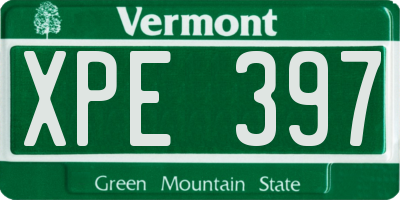 VT license plate XPE397