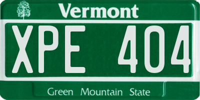 VT license plate XPE404