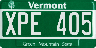 VT license plate XPE405