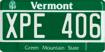 VT license plate XPE406