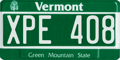 VT license plate XPE408