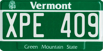 VT license plate XPE409