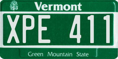 VT license plate XPE411