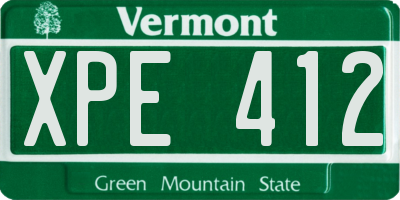 VT license plate XPE412