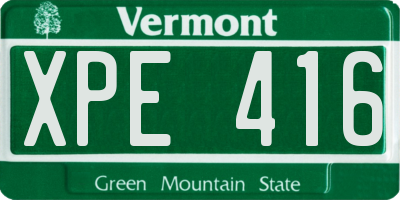 VT license plate XPE416
