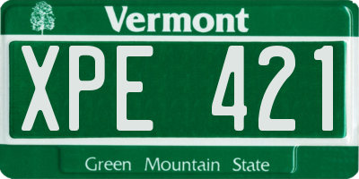 VT license plate XPE421