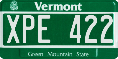 VT license plate XPE422