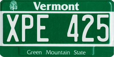 VT license plate XPE425