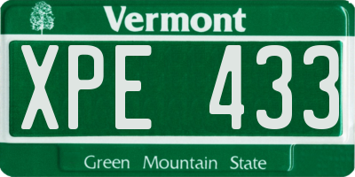 VT license plate XPE433
