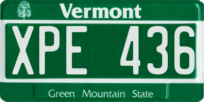 VT license plate XPE436