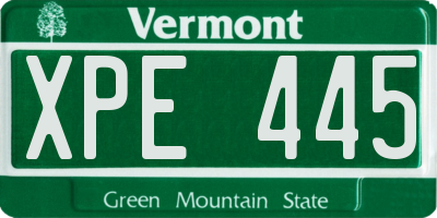 VT license plate XPE445
