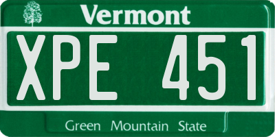 VT license plate XPE451