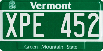 VT license plate XPE452