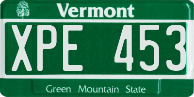 VT license plate XPE453