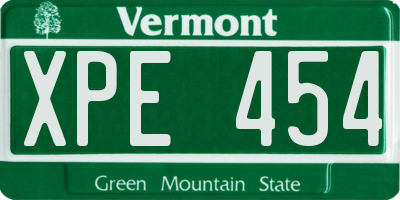 VT license plate XPE454