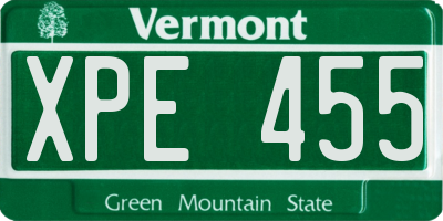 VT license plate XPE455